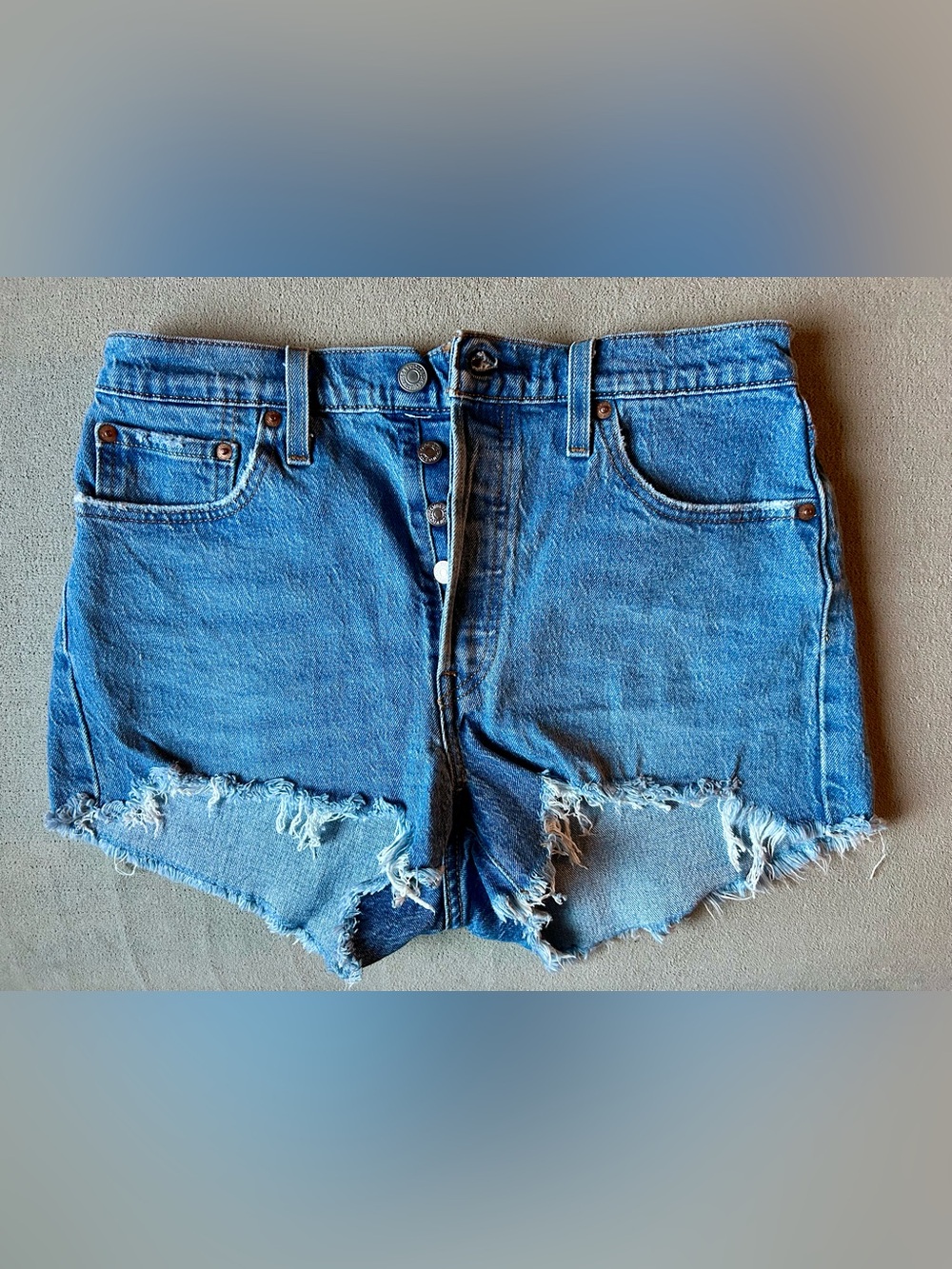 Levi's Distressed Blue Denim Cutoff Shorts